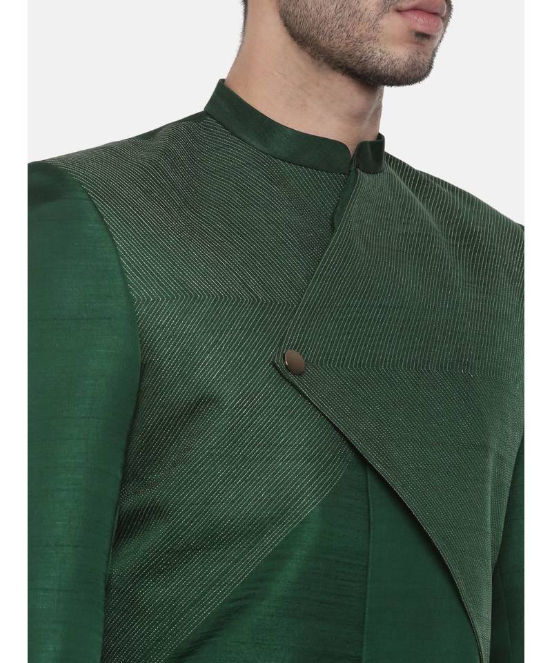 Green Silk Slub Sherwani