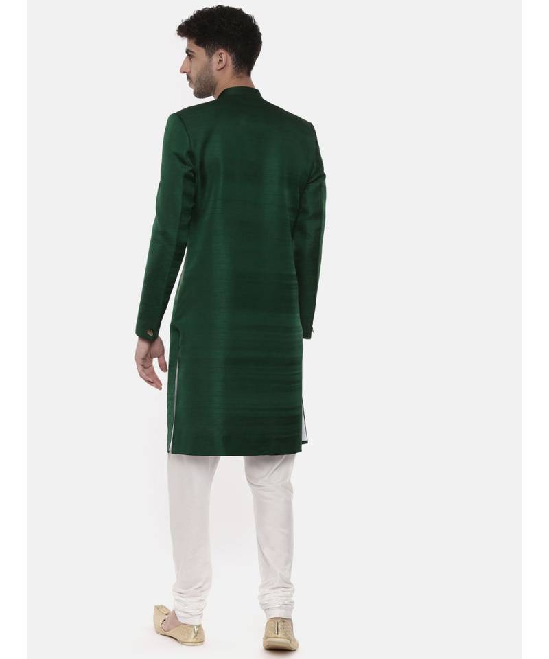 Green Silk Slub Sherwani