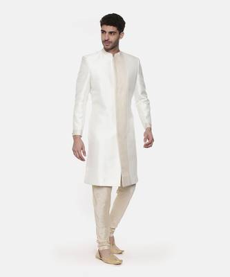 Classic Ivory Silk Sherwani 4