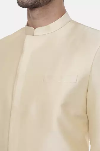 Gold Beige Silk Sherwani