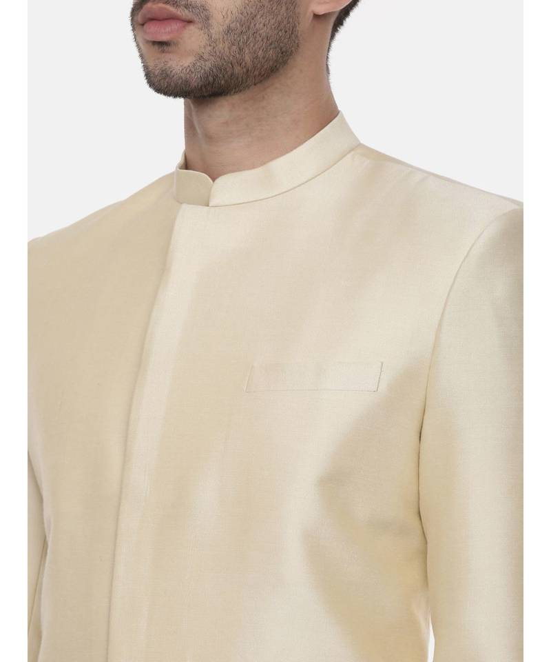 Gold Beige Silk Sherwani