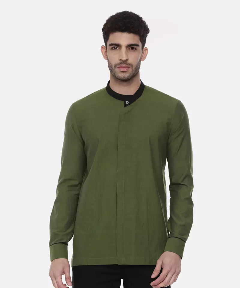 Green Cotton Short Kurta