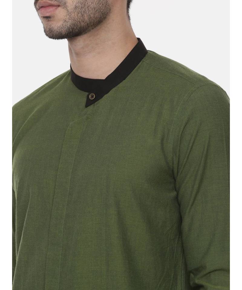 Green Cotton Short Kurta
