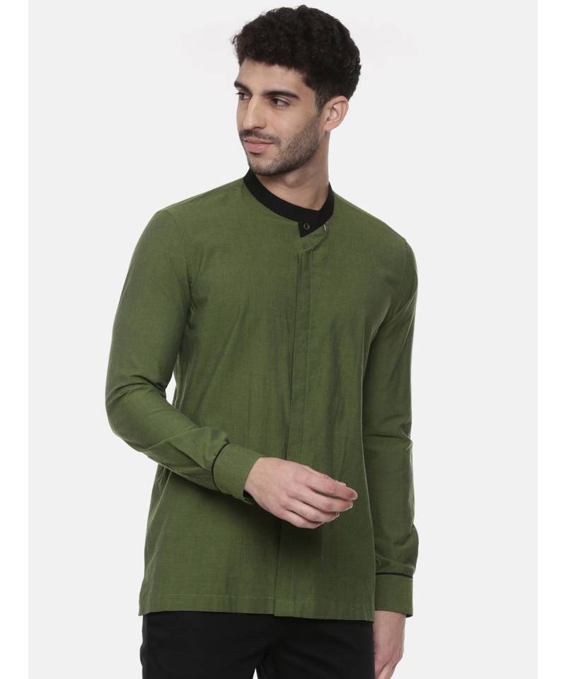 Green Cotton Short Kurta