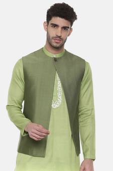 Green Open Silk Jacket