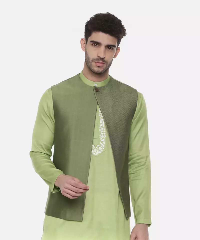Green Open Silk Jacket