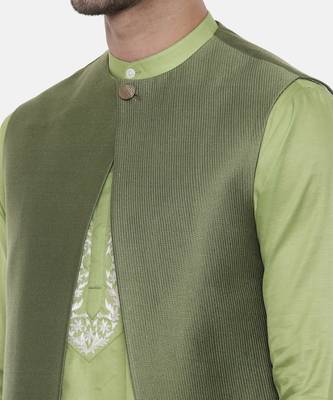 Green Open Silk Jacket 3
