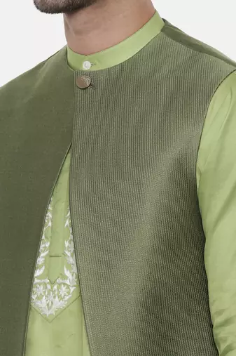 Green Open Silk Jacket