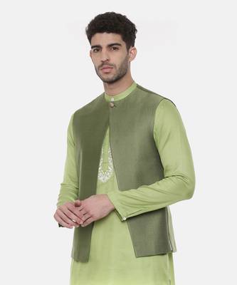 Green Open Silk Jacket 4