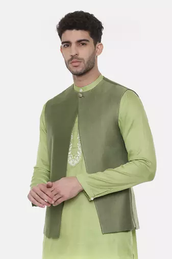 Green Open Silk Jacket