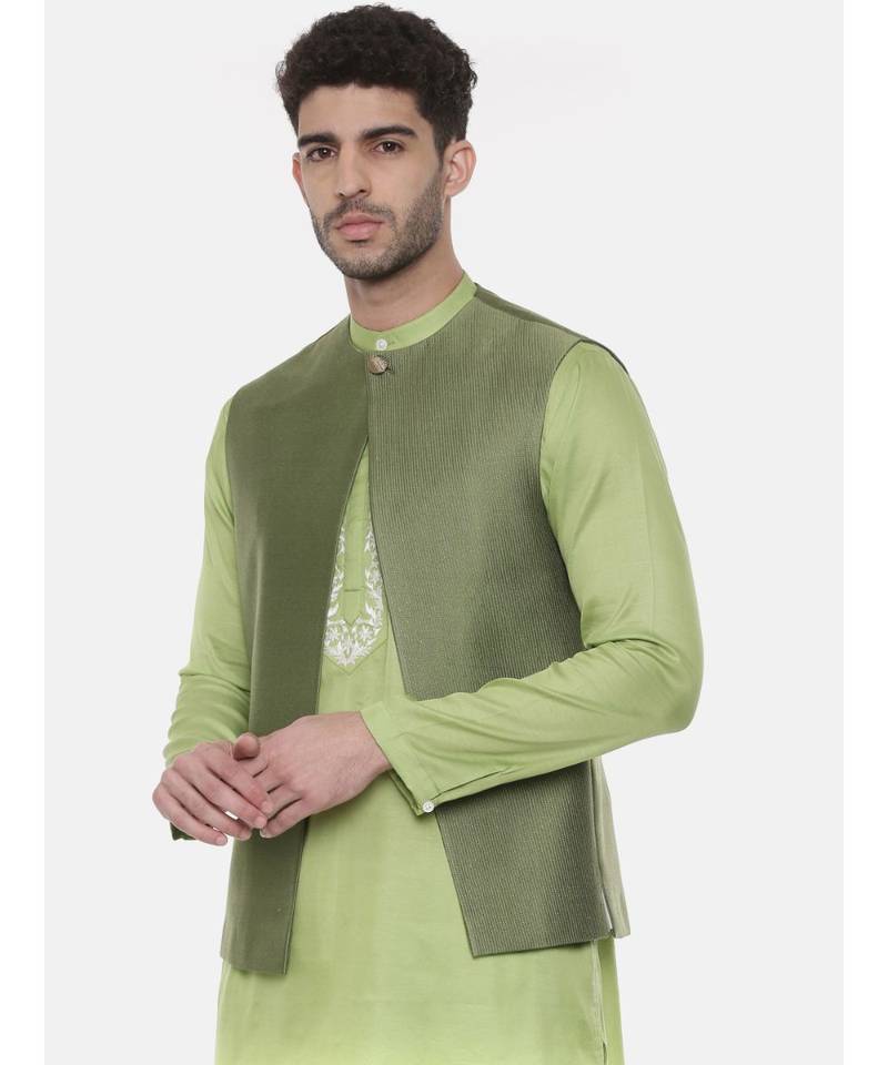 Green Open Silk Jacket