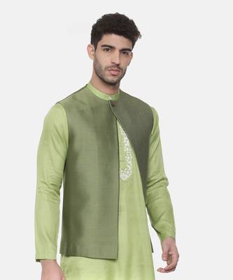 Green Open Silk Jacket 5