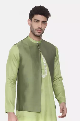Green Open Silk Jacket