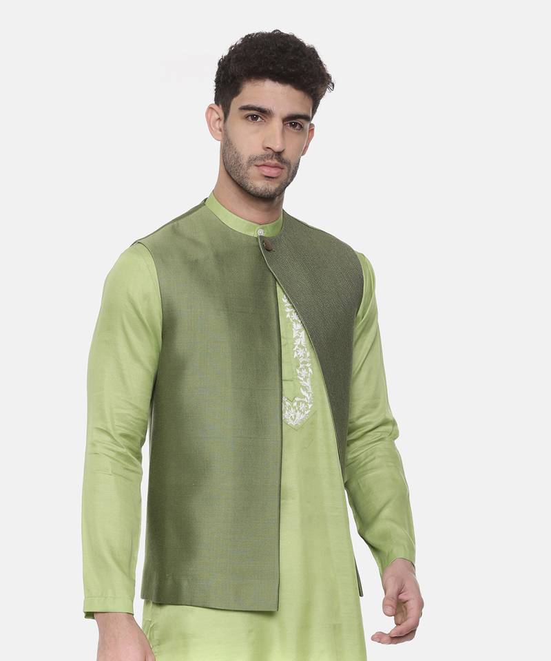 Green Open Silk Jacket