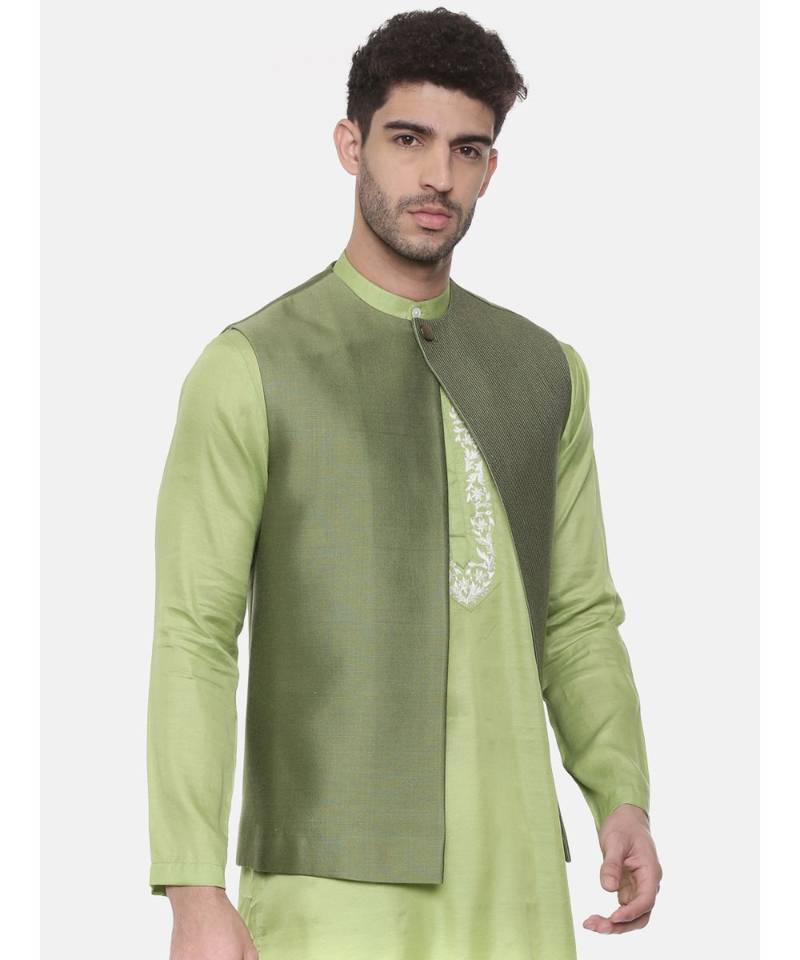 Green Open Silk Jacket