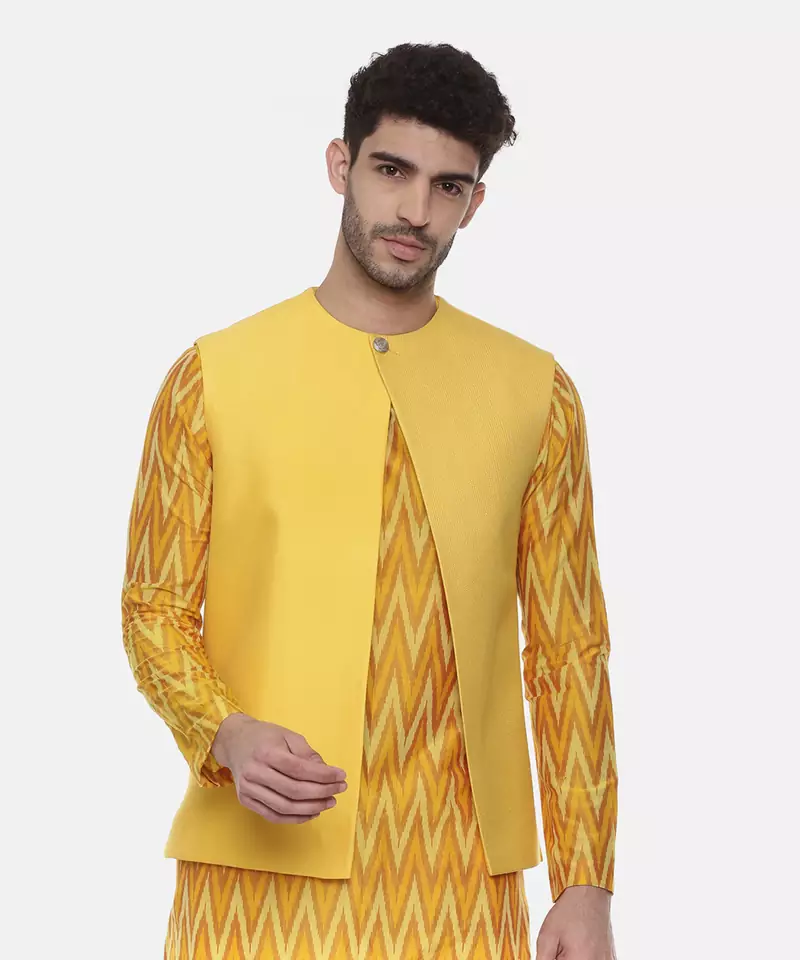 Yellow Open Silk Jacket