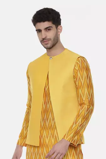 Yellow Open Silk Jacket