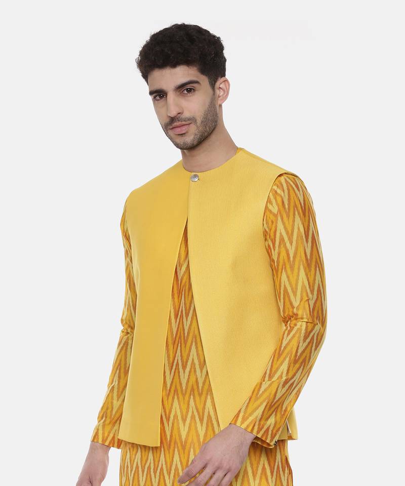 Yellow Open Silk Jacket