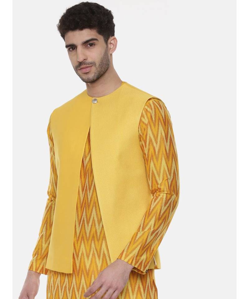 Yellow Open Silk Jacket
