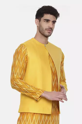 Yellow Open Silk Jacket