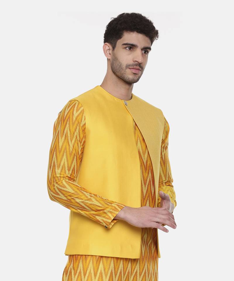Yellow Open Silk Jacket