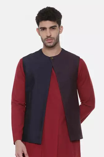 Blue Open Silk Jacket