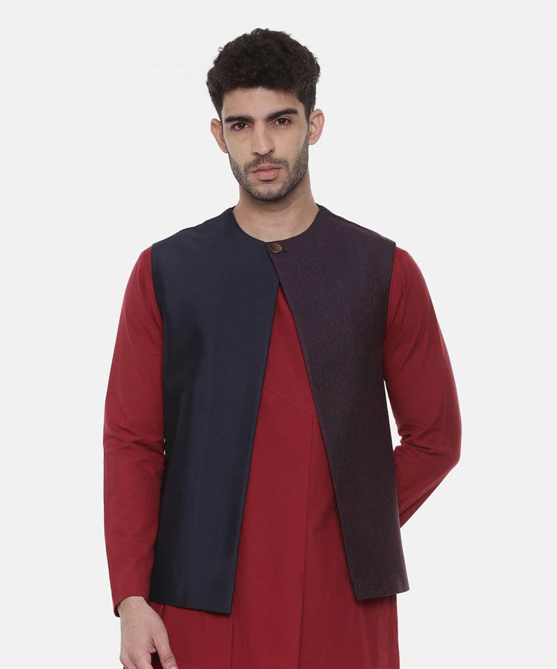 Blue Open Silk Jacket