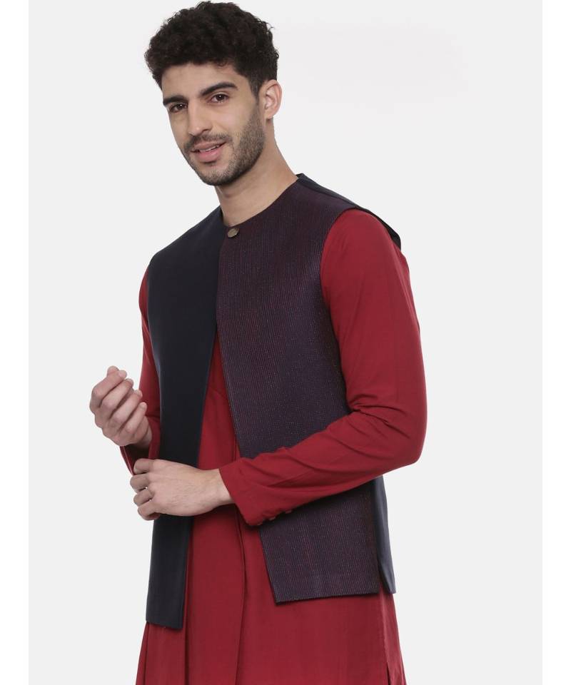 Blue Open Silk Jacket