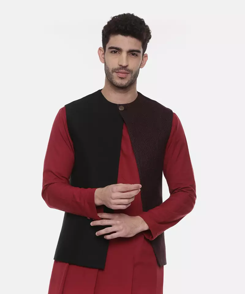 Black Open Silk Jacket