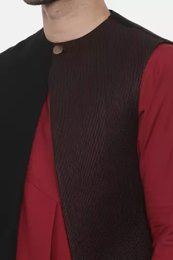 Black Open Silk Jacket