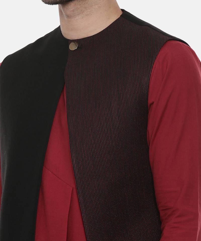 Black Open Silk Jacket