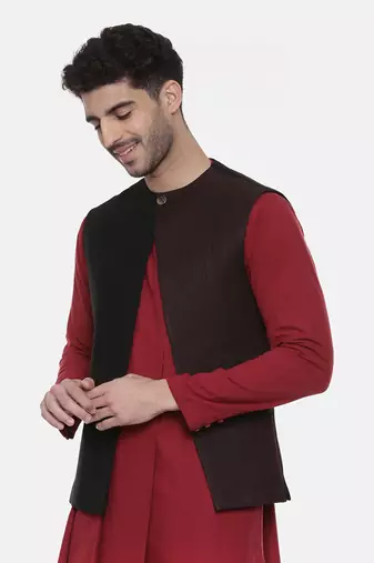 Black Open Silk Jacket