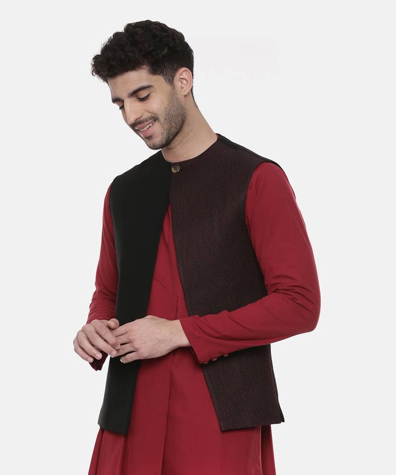 Black Open Silk Jacket