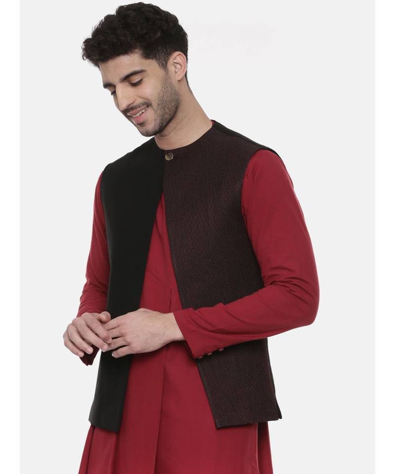 Black Open Silk Jacket