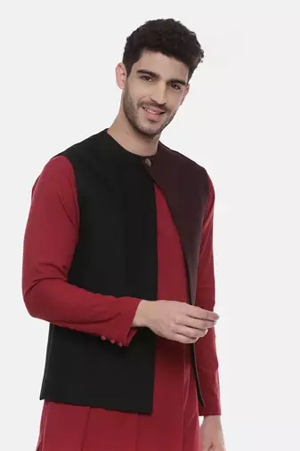 Black Open Silk Jacket