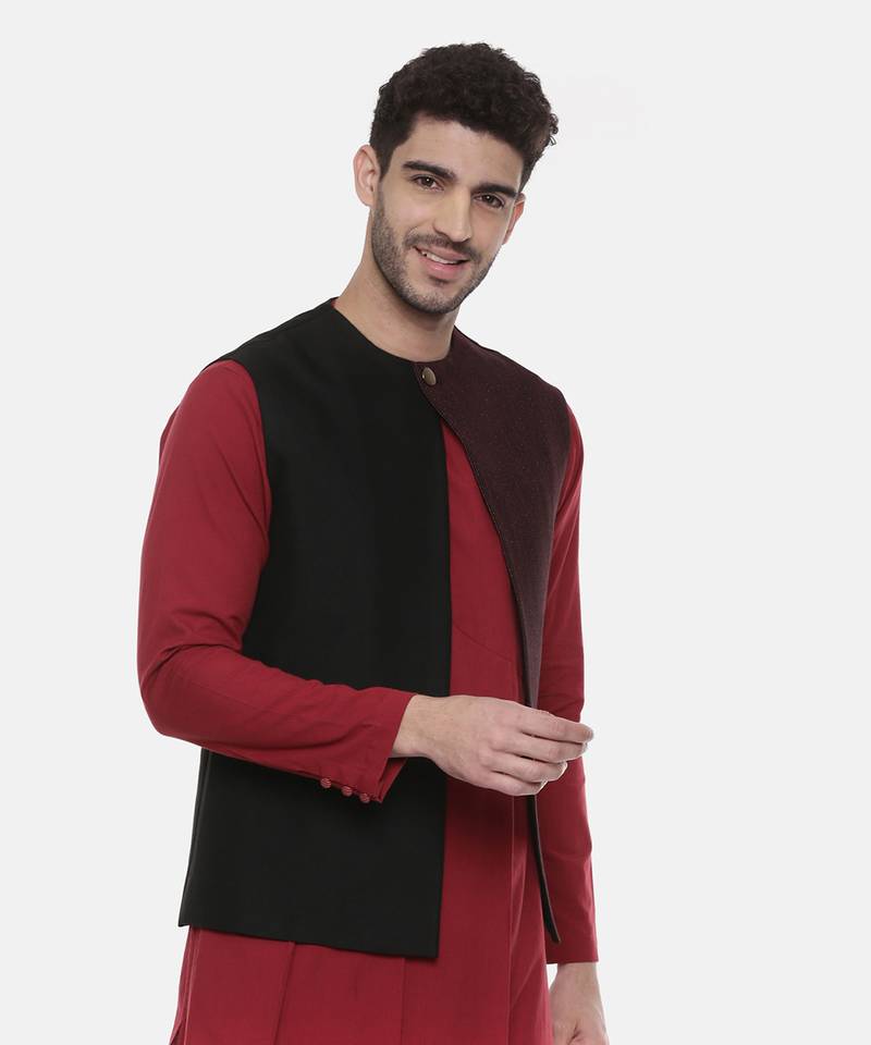 Black Open Silk Jacket