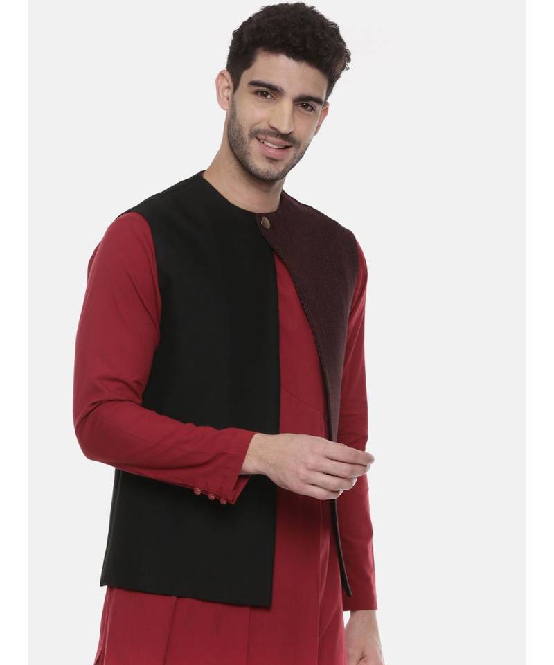 Black Open Silk Jacket