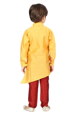Yellow plain silk boys-kurta-pyjama 3