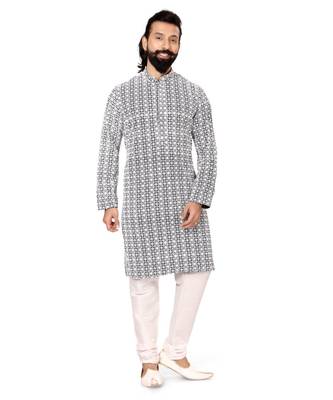 Men Black Georgette Embroidery Kurta Churidar Set 2