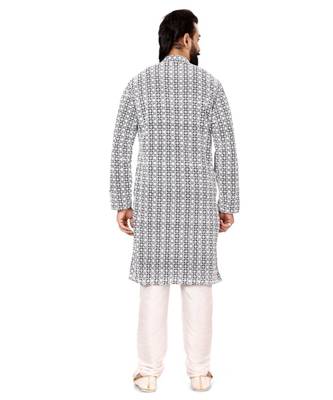 Men Black Georgette Embroidery Kurta Churidar Set 5