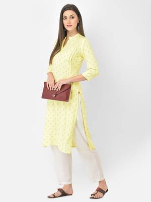 Span Yellow Printed Straight Kurta 1