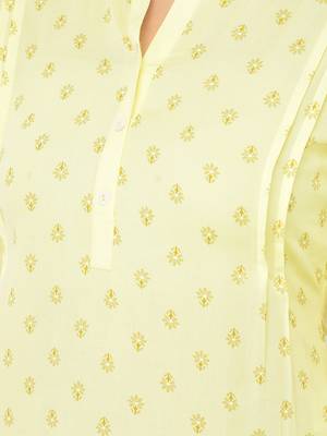 Span Yellow Printed Straight Kurta 5