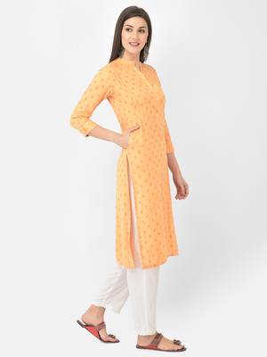 Span Orange Printed Straight Kurta 2