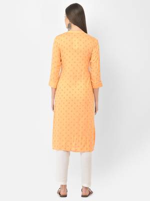 Span Orange Printed Straight Kurta 4