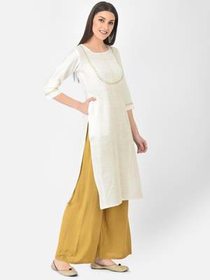 Span White Embroidered Straight Kurta 2