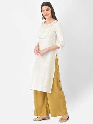 Span White Embroidered Straight Kurta 3