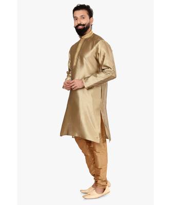 Men Golden Blackberry silk blend Kurta Churidar Set 3