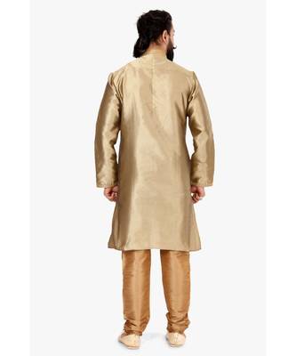 Men Golden Blackberry silk blend Kurta Churidar Set 5