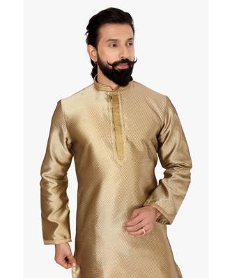 Men Golden Blackberry silk blend Kurta Churidar Set 6