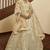 Beige thread with sequins embroidered art silk semi stitched wedding lehenga for bridal